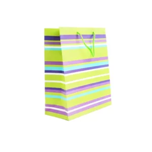 Custom full color paper bag multi color striped inspiration by qualitycustomboxes.com