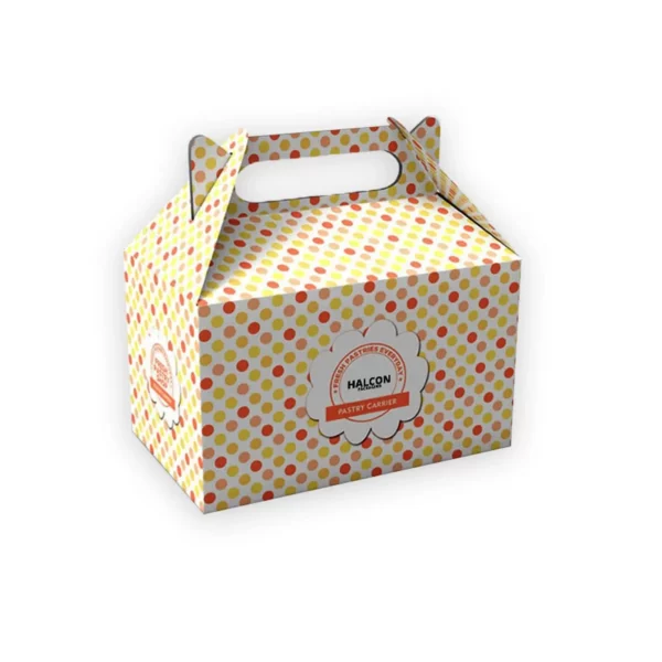 Custom Gable Box Dotted Pattern Pastry Carrier Custom Printed Graphics Inspiration by qualitycustomboxes.com