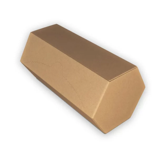 Custom Hexagon Box Closed Plain Brown Kraft Paper Inspiration by qualitycustomboxes.com