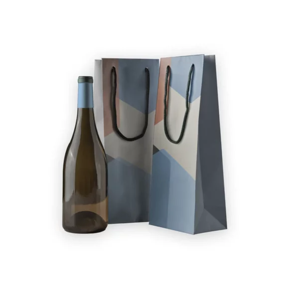 Custom Wine Gift Bag With Bottle 2 Bags With Black Handle Inspiration by qualitycustomboxes.com