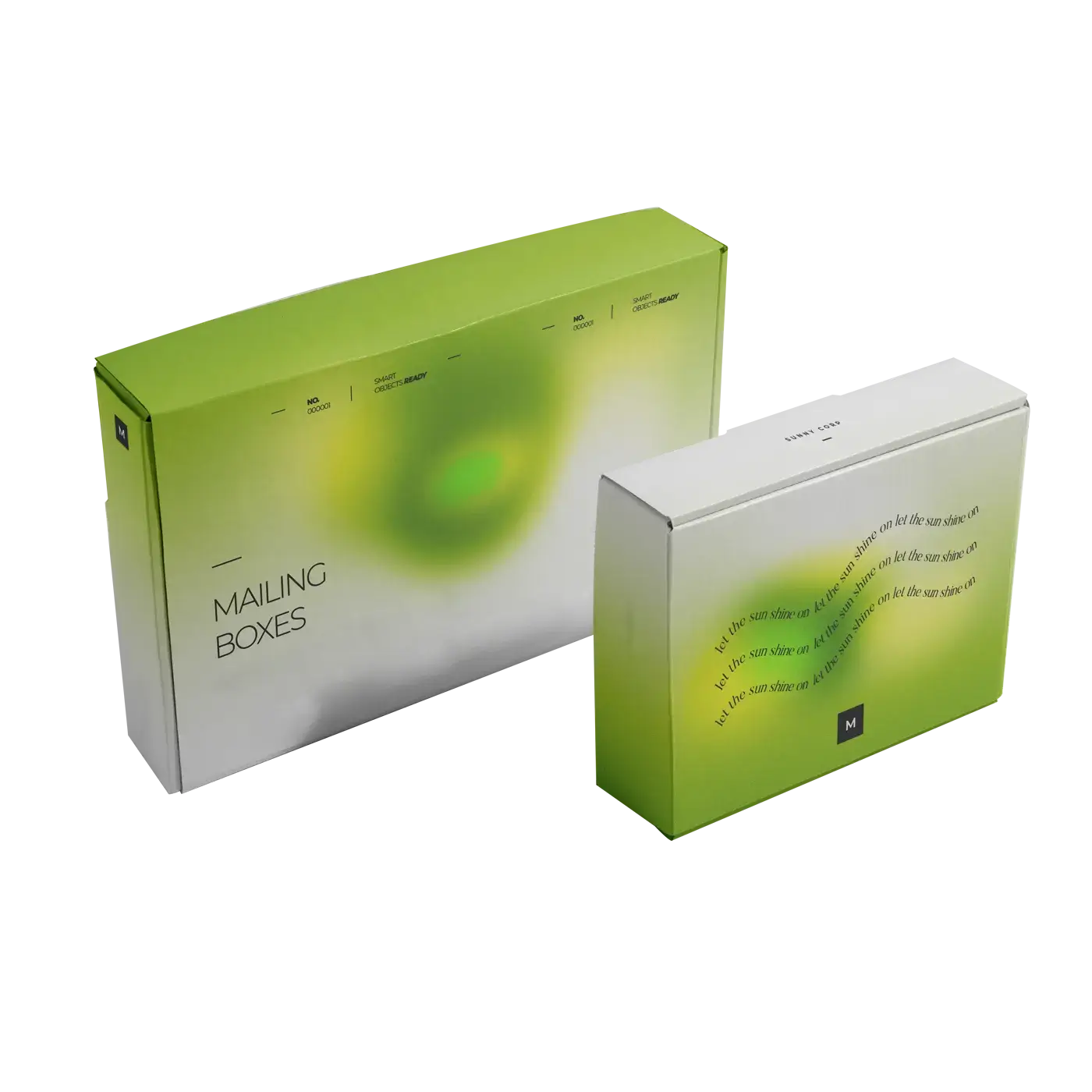 Custom CBD Mailer Box Green White Gradient Color Background Black Printed Text Mailing Boxes by qualitycustomboxes.com