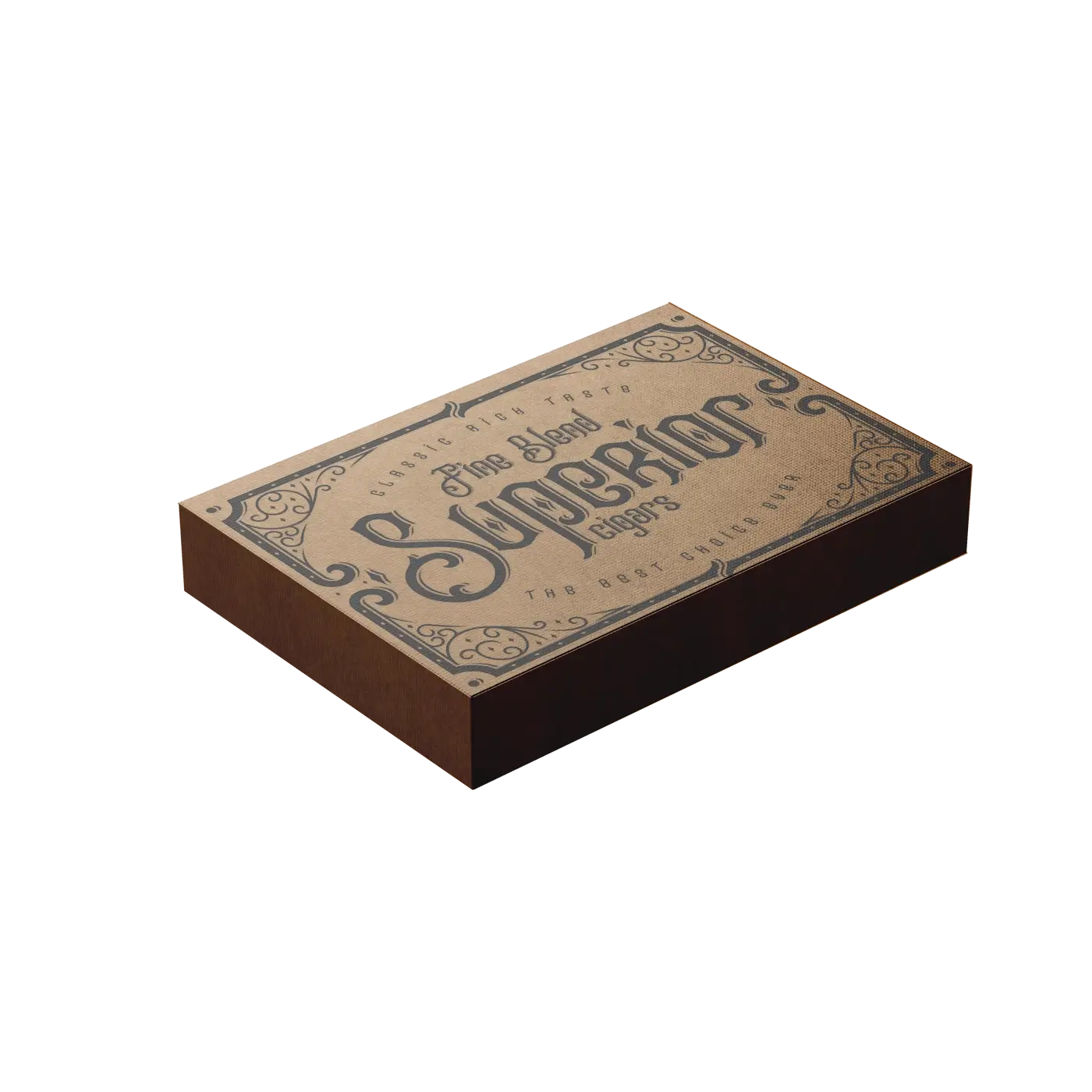 Custom Tobaccos Mailer Box Brown Color Background Black Printed Text Cigar Box Custom Printed Graphics by qualitycustomboxes.com