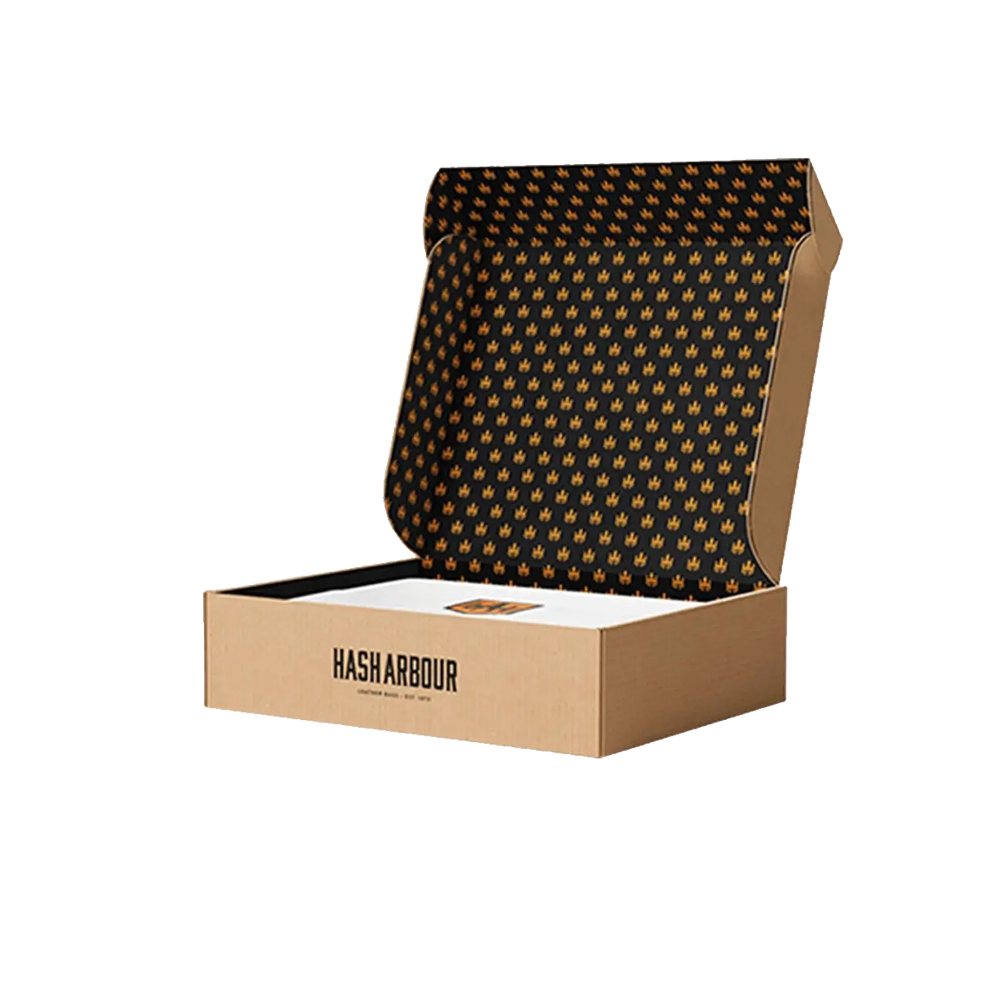 Custom Vape Mailer Box Corrugated Brown Kraft Pattern Printed Inside Front Text Dust Flaps by qualitycustomboxes.com